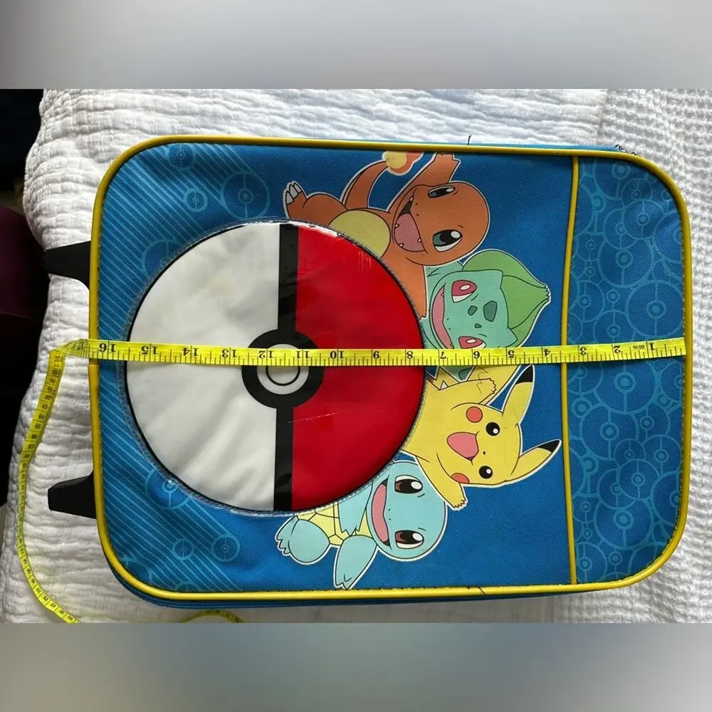 Pokémon Rolling Suitcase Kids Carry On Luggage Pikachu Pokeball Travel Bag Blue